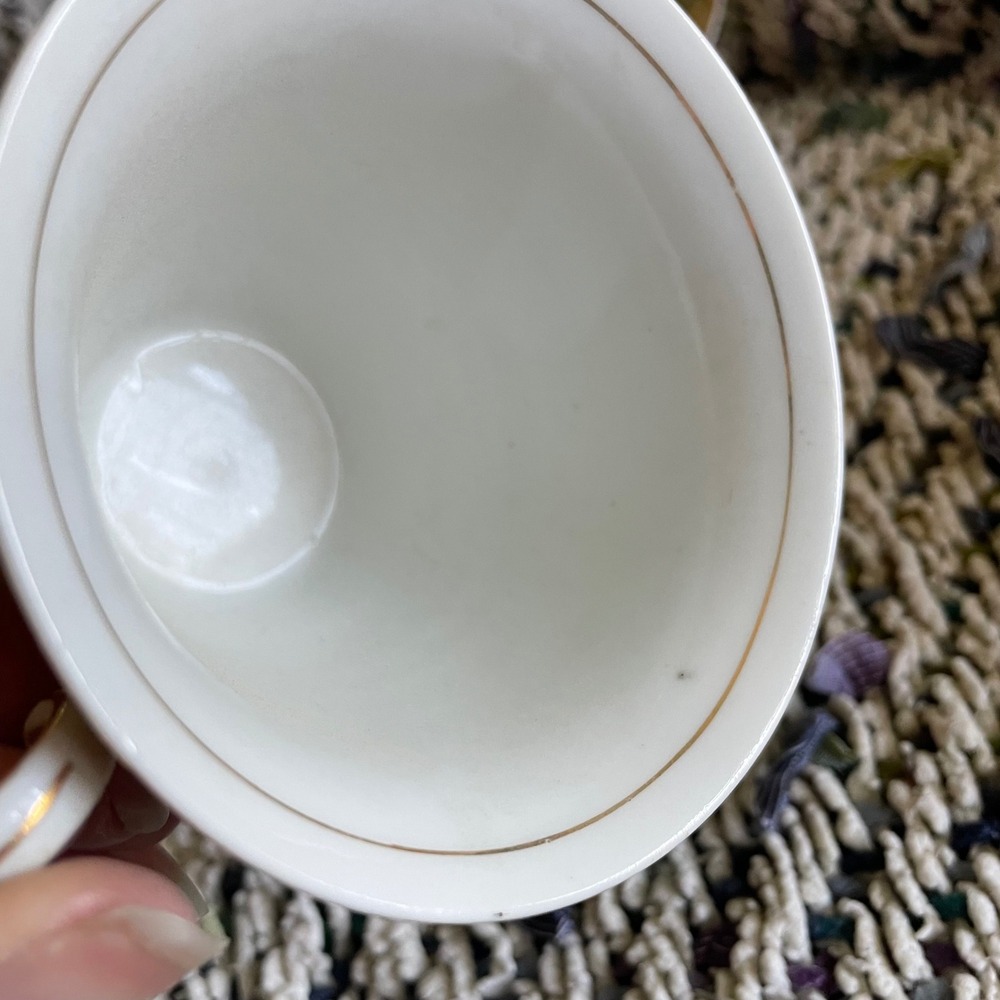 Vintage N&C Japan Green Floral Trellis Porcelain Teacup and Saucer Set - Picture 10 of 11